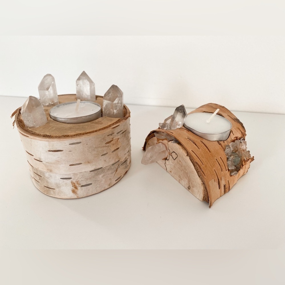 Vintage Handmade Crystal Candle Holders - Set of 2
